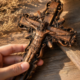 Hand-Carved White Ash Wood Cross - Sacred Christian Home Altar Decor for Christmas & Spiritual Gifting