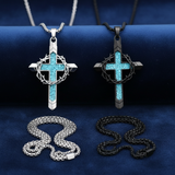 Crown of Thorns Turquoise Cross Necklace – Christian Faith Pendant with 24″ Chain