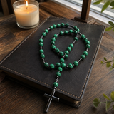 African Pine Tiger Eye Rosary Necklace - Christian gift presentation