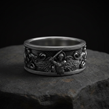 S925K Silver Archangel Michael Ring | Sacred Protection and Baroque Rococo Style Engravings