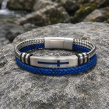Two‑Layer Braided Leather Cross Bracelet - size and finish detail