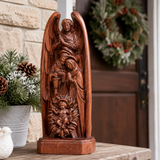 Hand-Carved Solid Beechwood Nativity Scene Sculpture – Holy Family Christian Decor