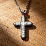 Textured Two-Tone Cross Necklace – Faith, Resilience & Rugged Elegance