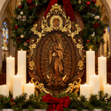 Religious gift with rich details of the wooden statue of Our Lady of Guadalupe