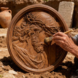 "Jesus with the Crown of Thorns" Beechwood Carved Icon | A Concrete Testimony of Redemption - product view