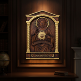 Sacred Heart of Jesus Hand-Carved Beechwood Relief - Divine Mercy Home Altar Decor