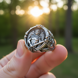 St. Michael Archangel Holy Sword Gabriel Angel S925K Silver Ring