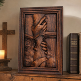 God's Redeeming Hand Beech Wood Carving Wall Decoration - Christian gift presentation