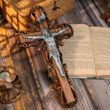 Silver painted version Ash wood Crucifix ,Jesus Christ, wooden Cross gift of love - BGCOPPER