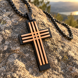 Modern Interwoven Stripe Cross Necklace – Bold Faith, Urban Style