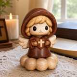 Silent Guardian Wooden Angel-A Small Prayer Companion for Her Bedside, Desk, or Prayer Corner