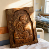 Holy family Nativity Wood Carving Gift Religious Byzantine Icon