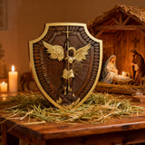 Guardian Michael Wood Carving - Handcrafted Spiritual Shield & Heirloom Gift