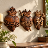 Holy Family Three Sacred Hearts Wooden Wall Decoration