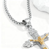 Titanium Steel Crucifix NecklacTitanium Steel Crucifix Necklace with Zircon | A Testament of Strength and Faithe with Zircon