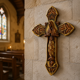 Hand-Carved Beechwood Our Lady of Guadalupe Wall Cross – Catholic Christian Home Décor