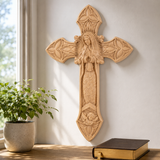 Hand-Carved Beechwood Our Lady of Guadalupe Wall Cross – Catholic Christian Home Décor - product view