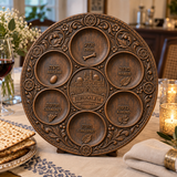 Jerusalem Passover Seder Plate – Hand-Carved Beechwood Judaica for Pesach