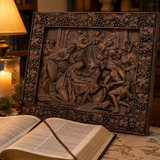 Krippe Holz geschnitzte Plakette, natürliche Buche Massivholz Religiöses Geschenk, Christliches Weihnachts geschenk