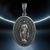S925K Silver Miracle Medal English Version Inscription Necklace - BGCOPPER