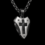 Titanium Steel Shield of Faith Cross Pendant | Protective Christian Jewelry