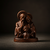 Holy Family Round Wooden Tabletop Ornament - craftsmanship detail