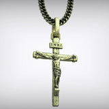Jesus Crucifixion S925K Silver Crucifix Pendant- with 5mm Titanium Cuban Chain - BGCOPPER