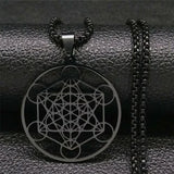 Stainless Steel Metatron's Cube Necklace Pendant Sacred Geometry Amulet Jewelry - BGCOPPER