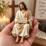 I Am with You Always Seated Jesus Figurine – Christian Faith Reminder Decor
