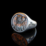Steel and Titanium Jesus Shepherd Ring - BGCOPPER