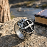 Vintage Cross Signet Ring, Religious Faith Men’s Ring