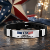 USA 250 Years of Independence Patriotic Flag Silicone Bracelet