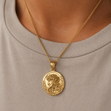 Jesus Thorn Crown Coin Necklace, 316L Titanium Steel Men Pendant