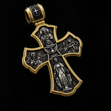 Holy Family of Mary Sacred Heart of Jesus IHS Double-Sided S925 Sterling Silver Cross