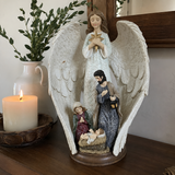 Guardian Angel Shelter Holy Family Nativity Scene Resin Statue for Christian prayer and meaningful gifting