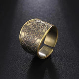 Amaxer Metatron’s Cube Ring for Men Stainless Steel Vintage Sacred Geometry Spiritual Protection Amulet Ring Statement Band for Men Women - BGCOPPER