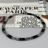 Men's Cross Byzantine Chain Titanium Steel Set, Christian Faith Bracelet & Necklace, Vintage Hollow Cross Religious Jewelry