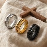 Men’s Faith Spinner Chain Ring – 8mm Titanium Steel Rotating Christian Band