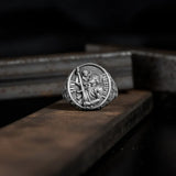 925K Sterling Silver St. Christopher and the Holy Child Jesus Sterling Silver Stamp Ring - BGCOPPER