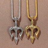 Poseidon Trident Necklace Men's Lucky Charm - BGCOPPER
