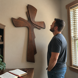 Modern Wooden Wall Cross: A Contemporary Symbol of Faith & Craftsmanship - side view