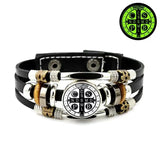 St. Benedict's Exorcism Medal Luminous Braided Adjustable Snap Clasp Multi-Layer Bracelet - BGCOPPER