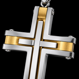 Layered Two-Tone Cross Necklace – Modern Christian Pendant for Men