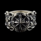 Nautical Compass Logo Stainless Steel Ring - BGCOPPER