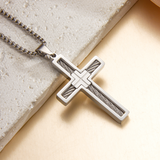 Modern Cable Wire Inlay Cross Pendant Necklace