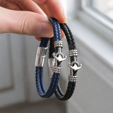 Anchor Leather Braided Bracelet