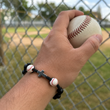 Sports Faith Baseball Bead Cross Adjustable Braided Bracelet