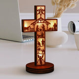 Wooden Christmas Cross with LED Lights - Reusable Home Decor - BGCOPPER