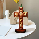 Wooden Christmas Cross with LED Lights - Reusable Home Decor - BGCOPPER