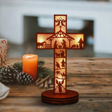 Wooden Christmas Cross with LED Lights - Reusable Home Decor - BGCOPPER